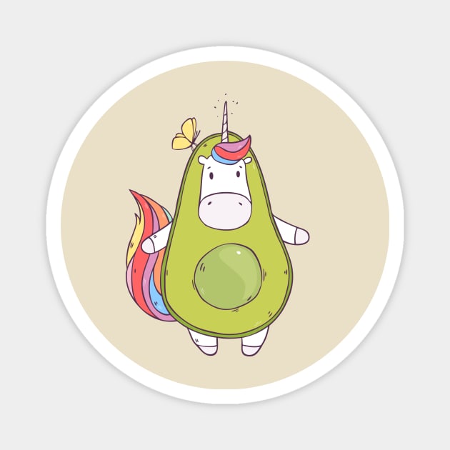 Unicorn Avocado Magnet by Olya Yatsenko